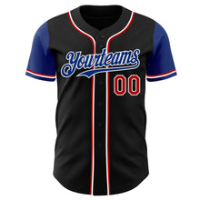 Load image into Gallery viewer, Custom Black Red Royal-White Authentic Two Tone Baseball Jersey

