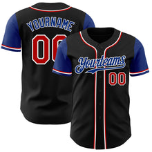 Load image into Gallery viewer, Custom Black Red Royal-White Authentic Two Tone Baseball Jersey
