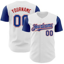 Load image into Gallery viewer, Custom White Royal-Red Authentic Two Tone Baseball Jersey
