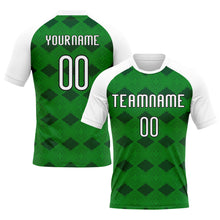 Load image into Gallery viewer, Custom Kelly Green White-Black Geometric Shape Sublimation Volleyball Uniform Jersey
