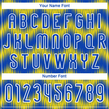 Load image into Gallery viewer, Custom Thunder Blue Gold-White Zigzag Sublimation Volleyball Uniform Jersey
