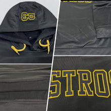 Load image into Gallery viewer, Custom Stitched Black Black-Old Gold Football Pullover Sweatshirt Hoodie
