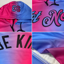 Load image into Gallery viewer, Custom Stitched Powder Blue Pink-Black Gradient Fashion Sports Pullover Sweatshirt Hoodie
