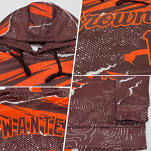 Load image into Gallery viewer, Custom Stitched Brown Orange 3D Pattern Design Torn Paper Style Sports Pullover Sweatshirt Hoodie
