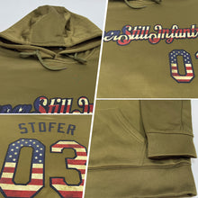 Load image into Gallery viewer, Custom Stitched Olive Vintage USA Flag-Black Sports Pullover Sweatshirt Salute To Service Hoodie
