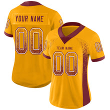 Load image into Gallery viewer, Custom Gold Burgundy-White Drift Fashion Football Jersey
