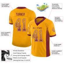 Load image into Gallery viewer, Custom Gold Burgundy-White Drift Fashion Football Jersey
