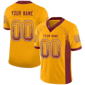 Custom Gold Burgundy-White Drift Fashion Football Jersey