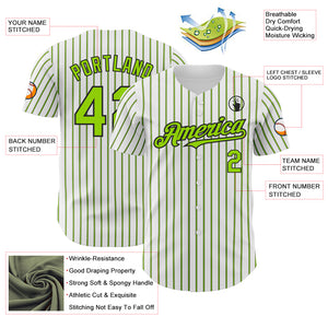 Custom White (Black Neon Green Pinstripe) Neon Green-Black Authentic Baseball Jersey