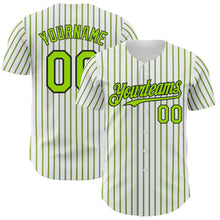 Load image into Gallery viewer, Custom White (Black Neon Green Pinstripe) Neon Green-Black Authentic Baseball Jersey
