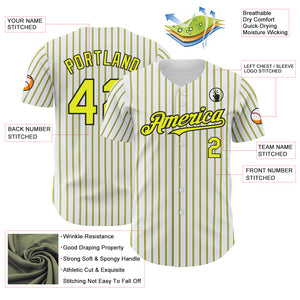 Custom White (Black Neon Yellow Pinstripe) Silver-Black Authentic Baseball Jersey