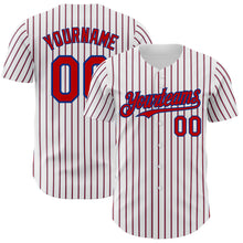 Load image into Gallery viewer, Custom White (Royal Red Pinstripe) Red-Royal Authentic Baseball Jersey
