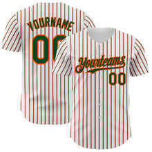 Load image into Gallery viewer, Custom White (Green Orange Pinstripe) Green-Orange Authentic Baseball Jersey
