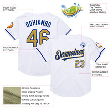Load image into Gallery viewer, Custom White Old Gold-Royal Mesh Authentic Throwback Baseball Jersey
