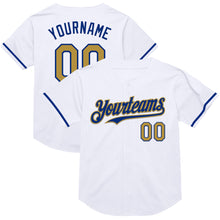 Load image into Gallery viewer, Custom White Old Gold-Royal Mesh Authentic Throwback Baseball Jersey
