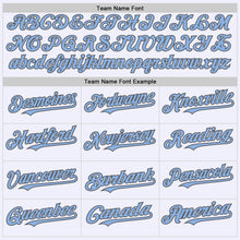 Load image into Gallery viewer, Custom White Light Blue-Steel Gray Mesh Authentic Throwback Baseball Jersey
