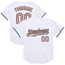 Load image into Gallery viewer, Custom White Medium Pink-Green Mesh Authentic Throwback Baseball Jersey
