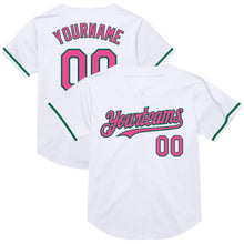 Load image into Gallery viewer, Custom White Pink-Kelly Green Mesh Authentic Throwback Baseball Jersey
