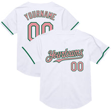Load image into Gallery viewer, Custom White Medium Pink-Kelly Green Mesh Authentic Throwback Baseball Jersey
