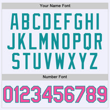 Load image into Gallery viewer, Custom White Pink-Teal Mesh Authentic Throwback Baseball Jersey
