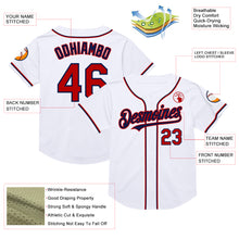 Load image into Gallery viewer, Custom White Red-Navy Mesh Authentic Throwback Baseball Jersey
