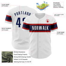 Load image into Gallery viewer, Custom White Navy-Red Authentic Baseball Jersey
