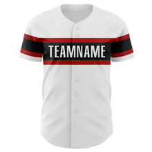 Load image into Gallery viewer, Custom White Black-Red Authentic Baseball Jersey
