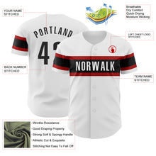 Load image into Gallery viewer, Custom White Black-Red Authentic Baseball Jersey
