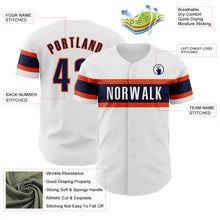 Load image into Gallery viewer, Custom White Navy-Orange Authentic Baseball Jersey
