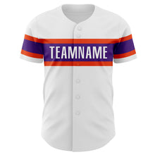 Load image into Gallery viewer, Custom White Purple-Orange Authentic Baseball Jersey
