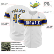 Load image into Gallery viewer, Custom White Old Gold-Royal Authentic Baseball Jersey
