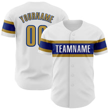 Load image into Gallery viewer, Custom White Old Gold-Royal Authentic Baseball Jersey
