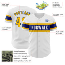 Load image into Gallery viewer, Custom White Yellow-Royal Authentic Baseball Jersey
