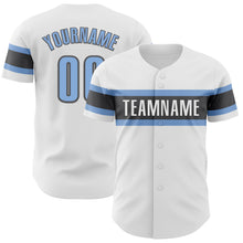 Load image into Gallery viewer, Custom White Light Blue-Steel Gray Authentic Baseball Jersey
