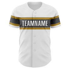 Load image into Gallery viewer, Custom White Steel Gray-Old Gold Authentic Baseball Jersey
