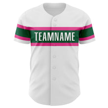 Load image into Gallery viewer, Custom White Pink-Kelly Green Authentic Baseball Jersey
