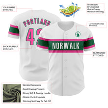 Load image into Gallery viewer, Custom White Pink-Kelly Green Authentic Baseball Jersey
