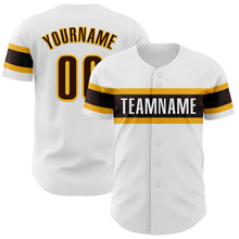 Load image into Gallery viewer, Custom White Brown-Gold Authentic Baseball Jersey
