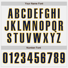 Load image into Gallery viewer, Custom White Navy-Gold Authentic Baseball Jersey
