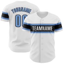 Load image into Gallery viewer, Custom White Powder Blue-Black Authentic Baseball Jersey
