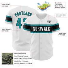 Load image into Gallery viewer, Custom White Teal-Black Authentic Baseball Jersey

