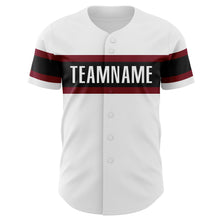 Load image into Gallery viewer, Custom White Crimson-Black Authentic Baseball Jersey
