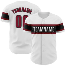 Load image into Gallery viewer, Custom White Crimson-Black Authentic Baseball Jersey
