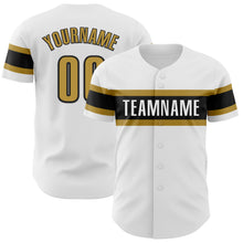 Load image into Gallery viewer, Custom White Old Gold-Black Authentic Baseball Jersey
