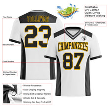Load image into Gallery viewer, Custom White Black-Gold Authentic Football Jersey
