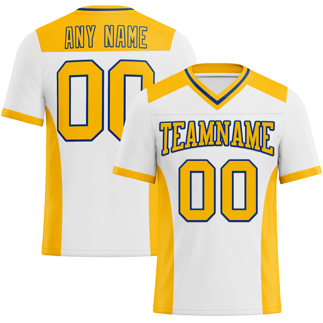 Custom White Gold-Royal Authentic Football Jersey