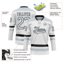 Load image into Gallery viewer, Custom White Silver-Black Hockey Lace Neck Jersey
