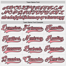 Load image into Gallery viewer, Custom White Medium Pink-Black Hockey Lace Neck Jersey
