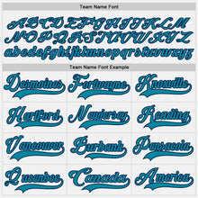 Load image into Gallery viewer, Custom White Teal-Navy Hockey Lace Neck Jersey
