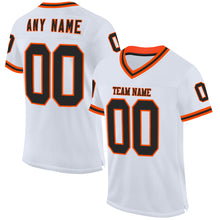 Load image into Gallery viewer, Custom White Black-Orange Mesh Authentic Throwback Football Jersey
